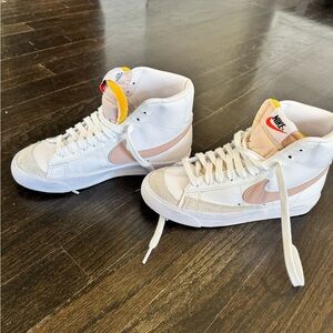 Nike Blazer White and Peach High-Top Sneakers